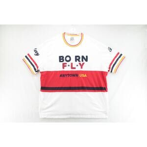 Born Fly T-Shirt Men's Big & Tall 6XL White Embroidered Anytown USA StreetWear